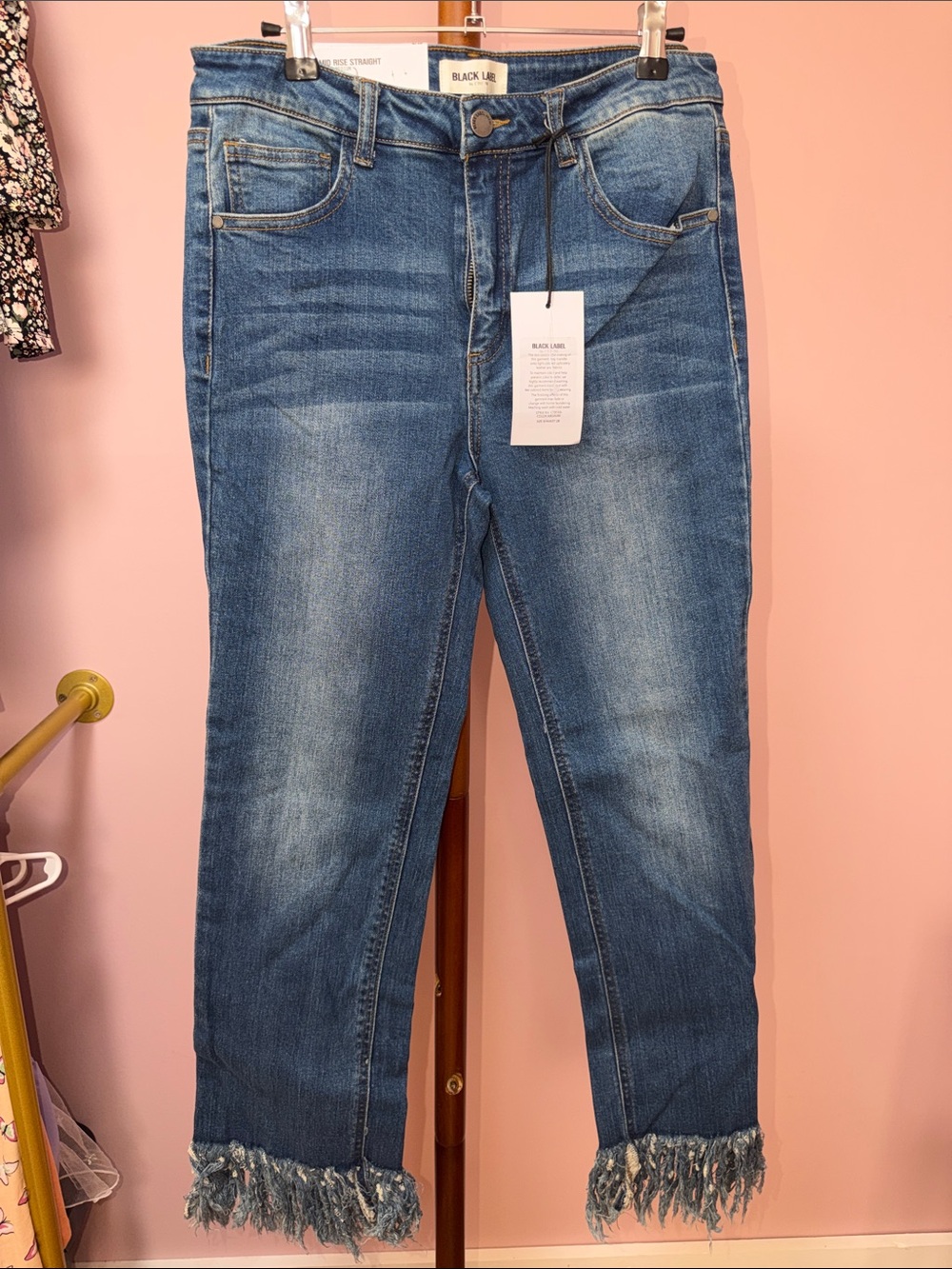 Black Label Blue Frayed Hem Ankle Jeans